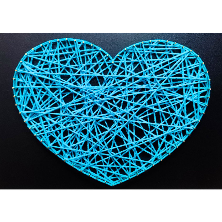 Kolorowe Serce string art Zestaw na start, idealny na warsztaty rozmiar A4